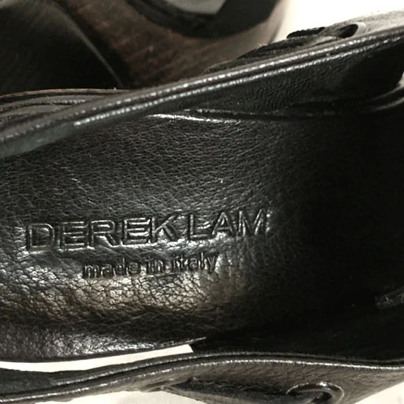 Derek Lam Genuine Leather Wedge Slingback Sandals - Black Size 37 - Picture 4 of 8